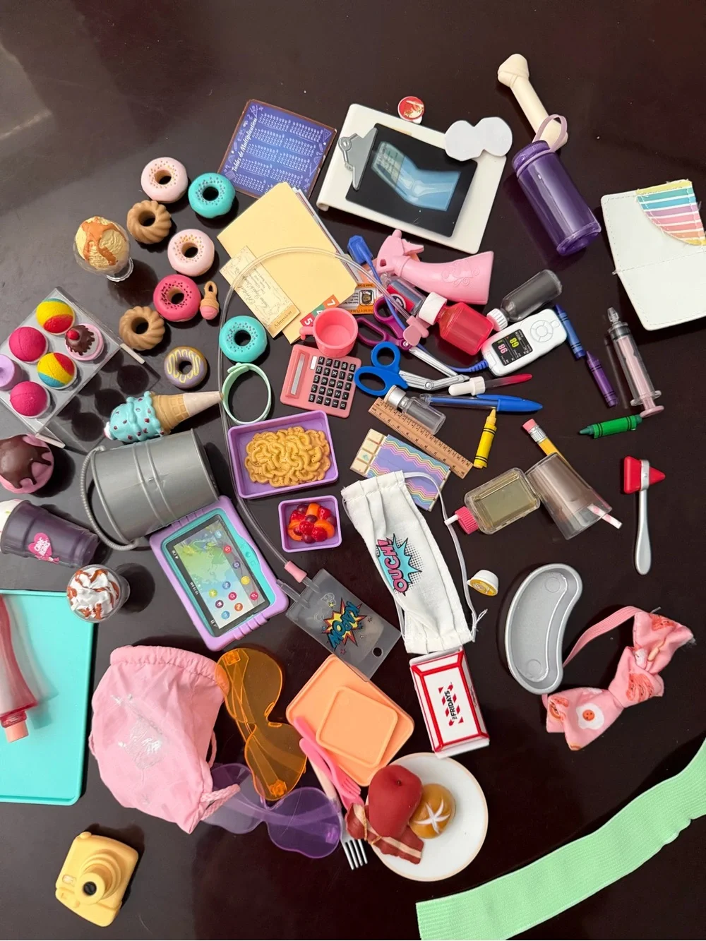 Our generation sets: food, doctor office, school, and some other accessories